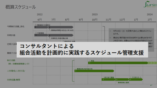 コンサルタントによる組合活動を計画的に実践するスケジュール管理支援